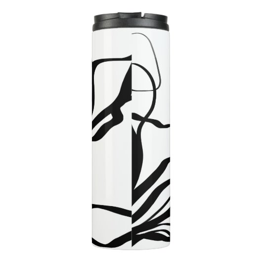 Boeket Blanc: Abstract Wit & Zwart Thermosbeker (Achterkant)