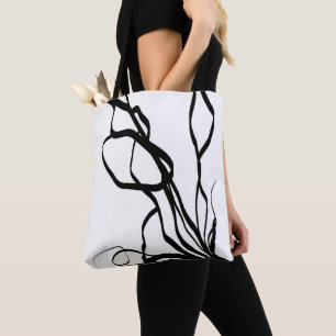 Boeket Blanc: Abstract Wit & Zwart Tote Bag