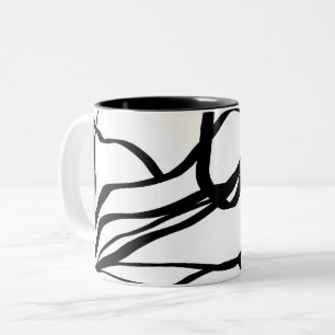 Boeket Blanc: Abstract Wit & Zwart Tweekleurige Koffiemok
