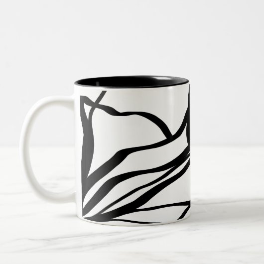 Boeket Blanc: Abstract Wit & Zwart Tweekleurige Koffiemok (Links)