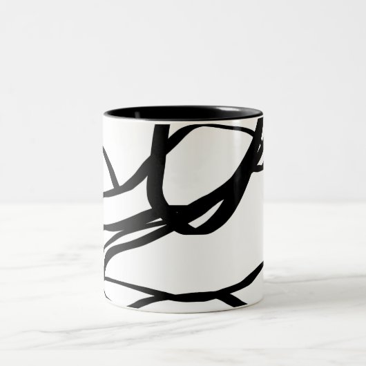 Boeket Blanc: Abstract Wit & Zwart Tweekleurige Koffiemok (Center)