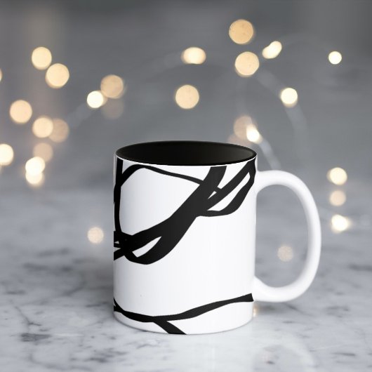 Boeket Blanc: Abstract Wit & Zwart Tweekleurige Koffiemok