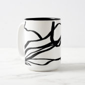 Boeket Blanc: Abstract Wit & Zwart Tweekleurige Koffiemok (Voorkant links)
