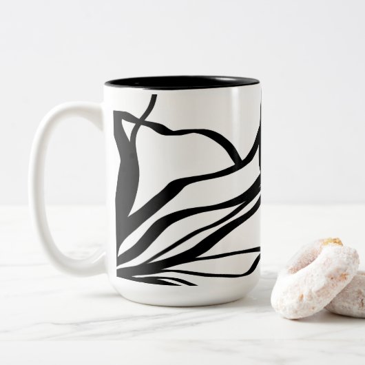 Boeket Blanc: Abstract Wit & Zwart Tweekleurige Koffiemok (Met donut)