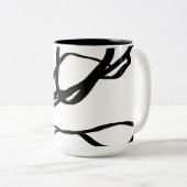 Boeket Blanc: Abstract Wit & Zwart Tweekleurige Koffiemok (Voorkant rechts)