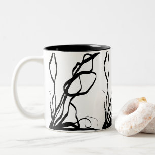 Boeket Blanc: Abstract Wit & Zwart Tweekleurige Koffiemok