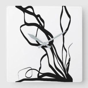 Boeket Blanc: Abstract Wit & Zwart Vierkante Klok