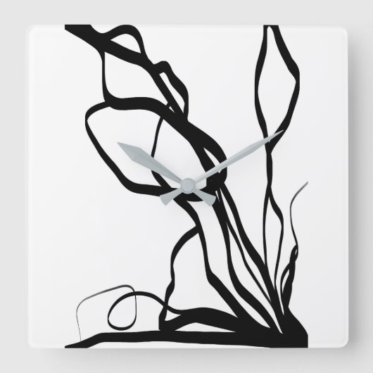 Boeket Blanc: Abstract Wit & Zwart Vierkante Klok (Voorkant)
