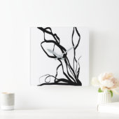 Boeket Blanc: Abstract Wit & Zwart Vierkante Klok (Huis)