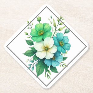 Boeket Blauwe Witte Bloemen-57453 Kartonnen Onderzetters