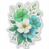 Boeket Blauwe Witte Bloemen-57453 Sticker (Voorkant)
