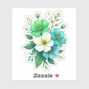 Boeket Blauwe Witte Bloemen-57453 Sticker