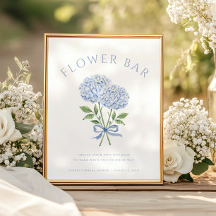 Boeket Bloem Bar van Blauwe Hortensia Bloesems Poster