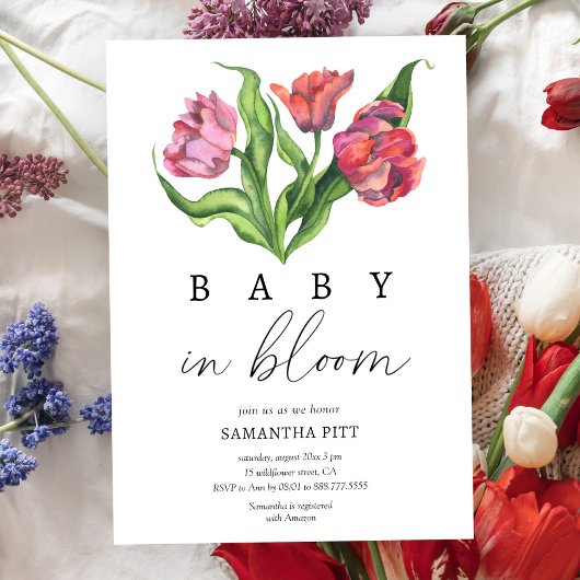 Boeket bloemen Baby in bloei Uitnodiging