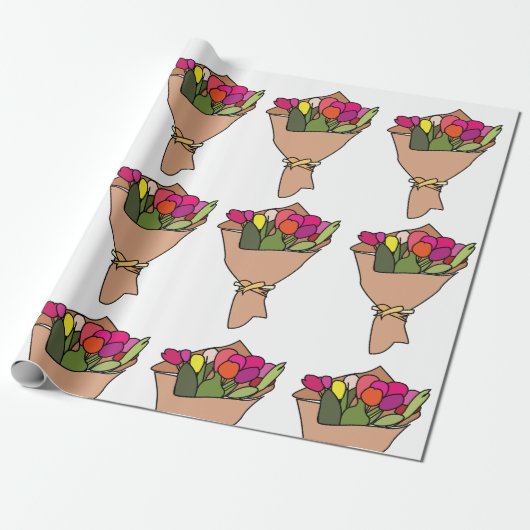 Boeket Bloemen Cadeaupapier (Uitgerold)