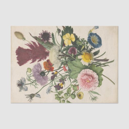 Boeket Bloemen door Anoniem Tissuepapier (Voorkant)