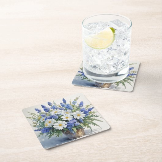 Boeket Bloemen Elegitisch Aquarel Kartonnen Onderzetters (Insitu)