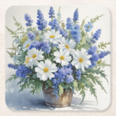 Boeket Bloemen Elegitisch Aquarel Kartonnen Onderzetters (Voorkant)
