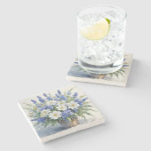 Boeket Bloemen Elegitisch Aquarel Stenen Onderzetter (Zijkant)