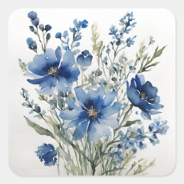 Boeket Bloemen Elegitisch Aquarel Vierkante Sticker