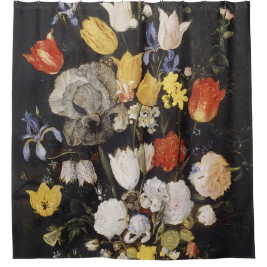 Boeket bloemen in een aardewerken vaas (1610) douchegordijn (Voorkant)