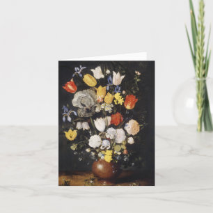 Boeket bloemen in een aardewerken vaas (1610) feestdagen kaart