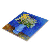Boeket Bloemen in een Blauwe Vaas Tegeltje (Zijkant)