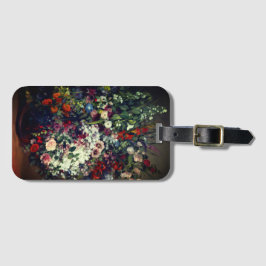  boeket bloemen in een vaas bagagelabel