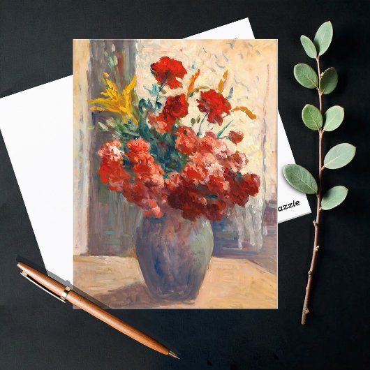 Boeket bloemen in een vaas briefkaart