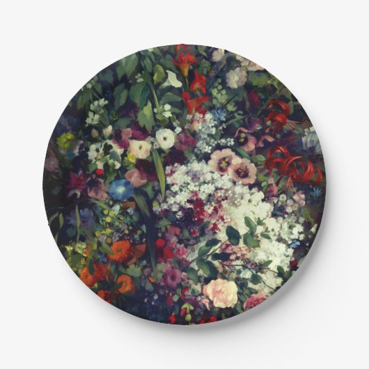 boeket bloemen in een vaas papieren bordje (Voorkant)