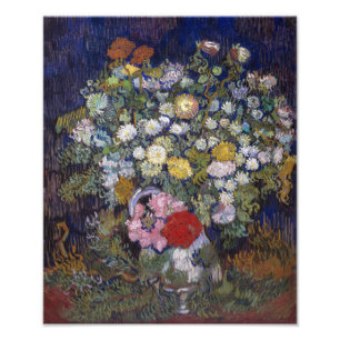 Boeket Bloemen in een Vaas Van Gogh Foto Afdruk