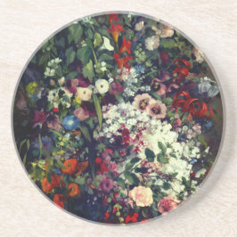  boeket bloemen in een vaas zandsteen onderzetter