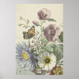 Boeket Bloemen met een Distelvlinder, Poster