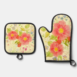 Boeket Bloemen Ovenwant & Pannenlap Set