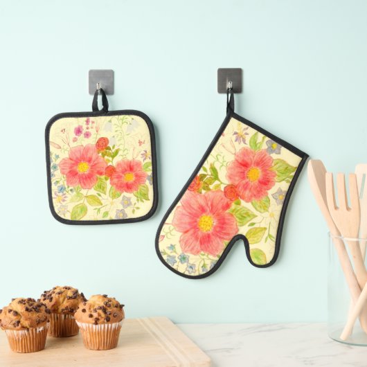 Boeket Bloemen Ovenwant & Pannenlap Set (Insitu(Ophanging))
