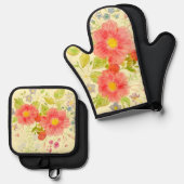 Boeket Bloemen Ovenwant & Pannenlap Set (Voorkant / Achterkant)