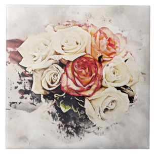 boeket bloemen tegel tegeltje