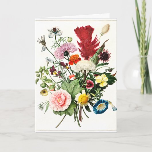 Boeket Bloemen vintage illustratie Kaart (Voorkant)