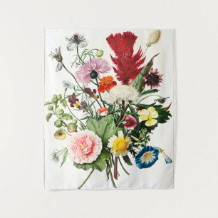 Boeket Bloemen vintage illustratie Wandkleed