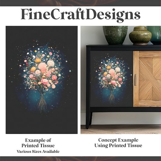 Boeket bloemen zwarte achtergrond BF9 decoupage Tissuepapier