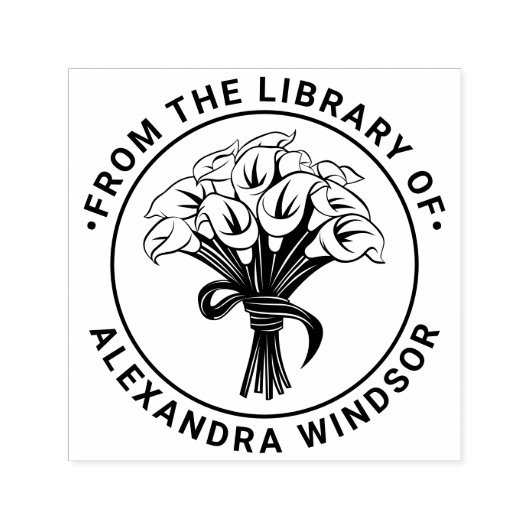 Boeket Calla Lilies Boog Lint Bibliotheek  Zelfinktende Stempel (Design)