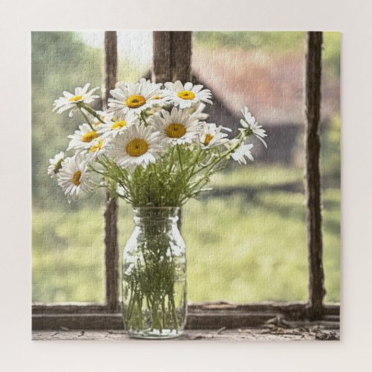 Boeket Country Daisy in venster Legpuzzel (Verticaal)