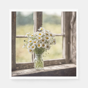 Boeket Country Daisy in venster Servet