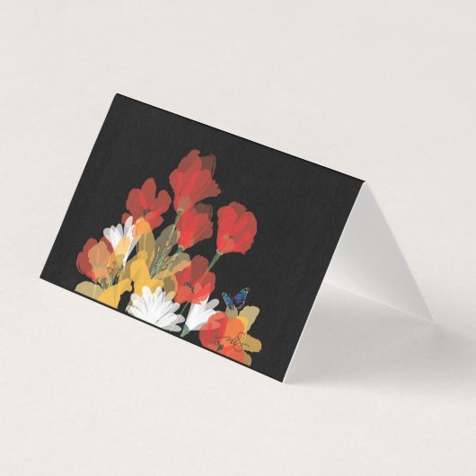 Boeket de Fluers et Noir Notecard Kaart (Voorkant)
