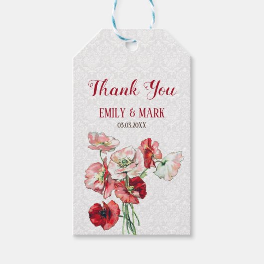 Boeket en damast cadeaulabel (Voorkant)