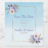 Boeket en gouden Lijst Wijn Etiket (Enkel label)