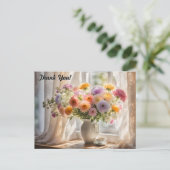 Boeket en Theekop Ochtend Briefkaart (Staand voorkant)