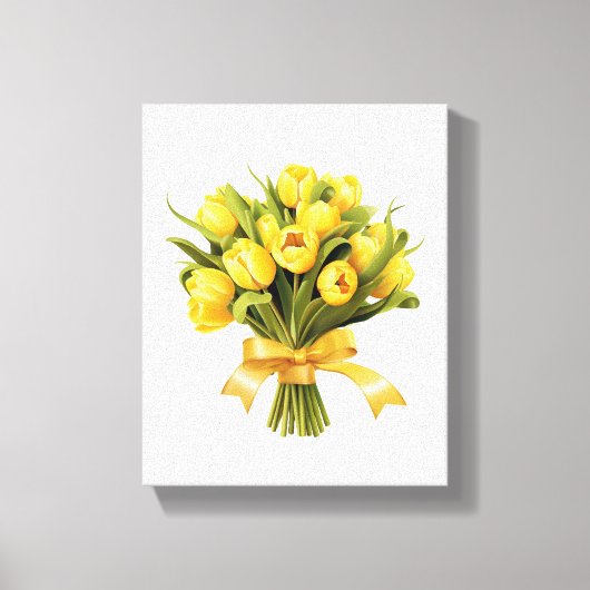 Boeket gele tulpen bloembloem canvas afdruk (Voorkant)