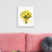 Boeket gele tulpen bloembloem canvas afdruk (Insitu (Woonkamer))