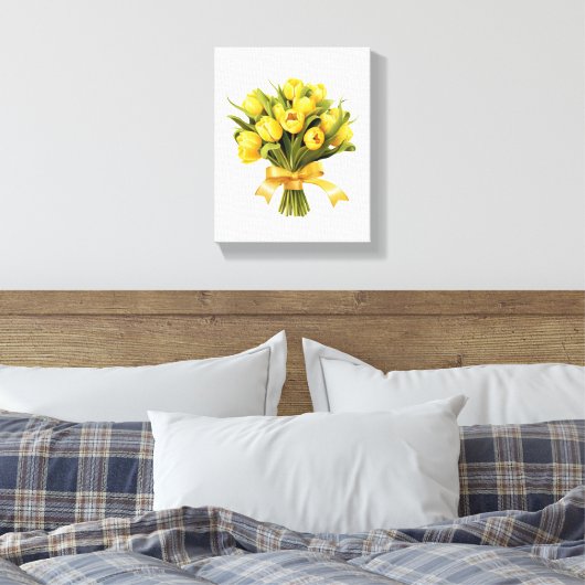 Boeket gele tulpen bloembloem canvas afdruk (Insitu (Slaapkamer))
